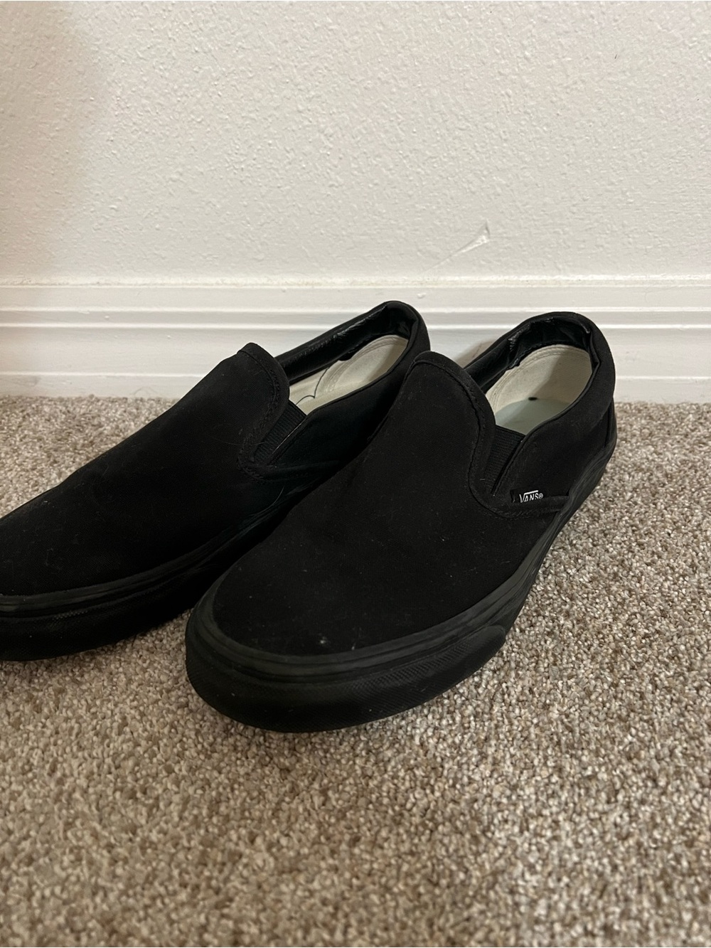 Vans Black Slip-On Loafers with gum bottoms